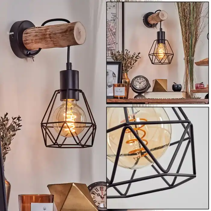 Yaak Muurlamp Natuurlijke kleuren, Zwart, 1-licht Speciale Aanbieding
