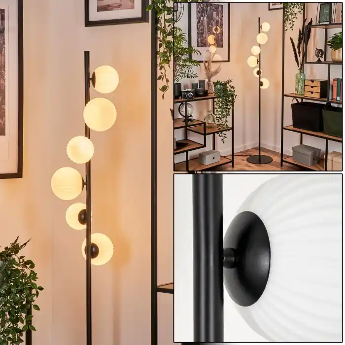 Remaisnil Staande lamp - Glas 10 cm, 12 cm Wit, 6-lichts Finale Uitverkoop