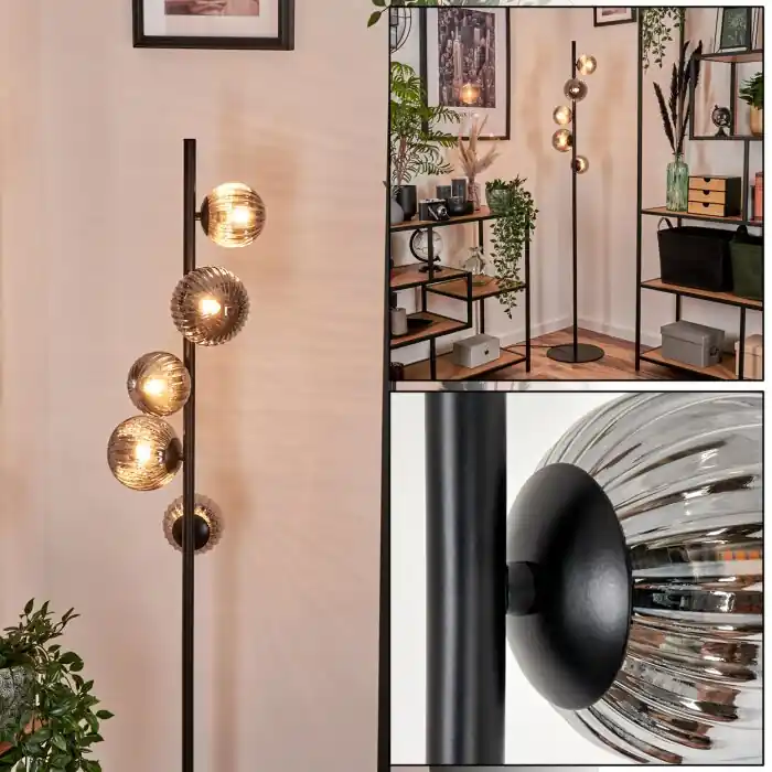 Shop Nu Remaisnil Staande lamp - Glas 10 cm, 12 cm Rookkleurig, 5-lichts