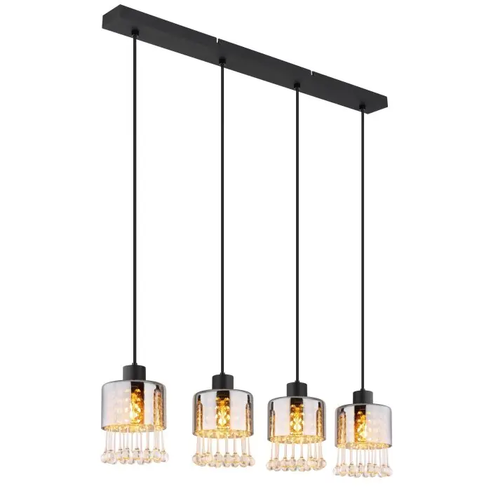 Globo HENDRY Hanger Zwart, 4-lichts Finale Uitverkoop