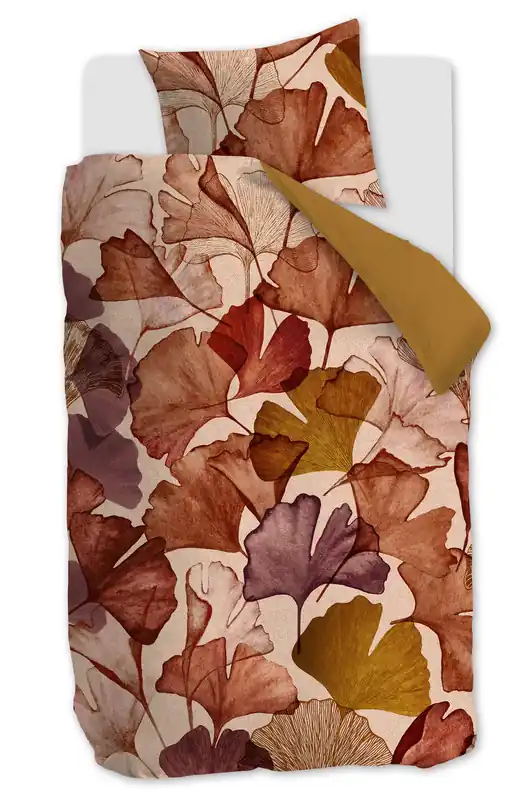 Lage Prijs Beddinghouse Sue katoen-satijnen 1-persoons dekbedovertrek met blad 140x220 cm - oranje