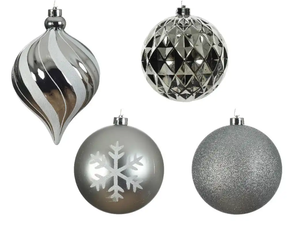Decoris Kerstballen polystyreen zilver/kleur(en) shiny matt glitter mix - 6 stuks (ø15 cm) Bestseller