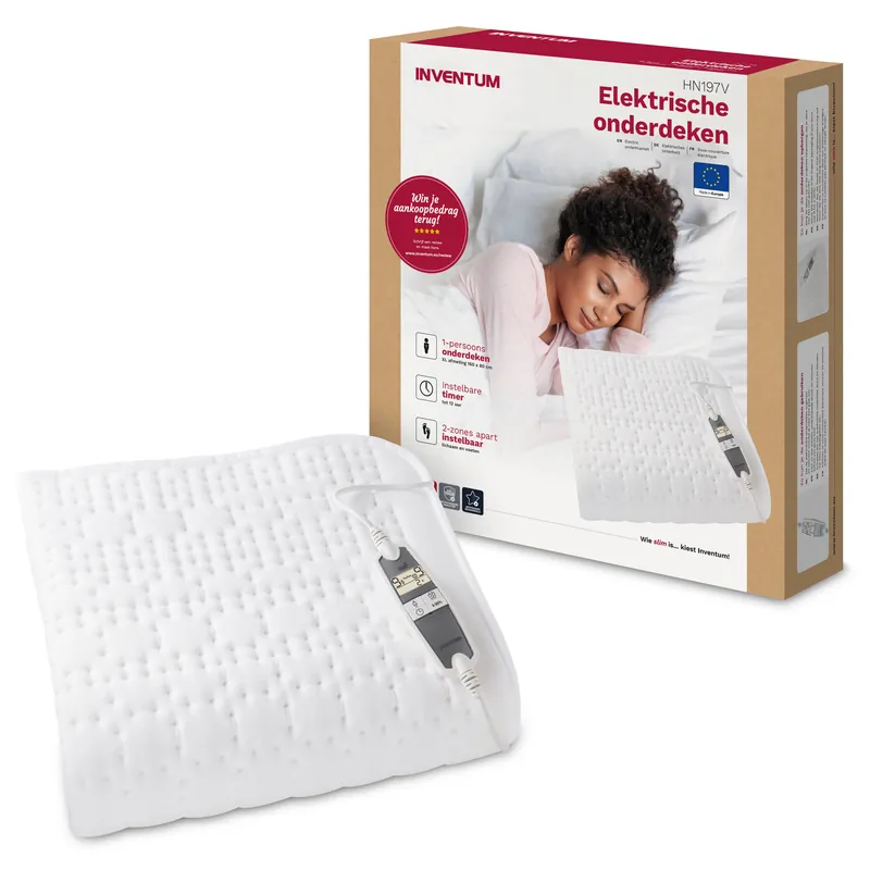 Direct Verzonden Inventum elektrische onderdeken - HN197V - 160 x 80 cm - wit