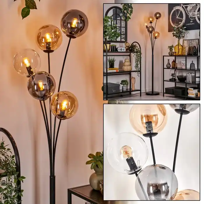 Op = Op Gastor Staande lamp - Glas 15 cm Amber, Duidelijk, Rookkleurig, 5-lichts