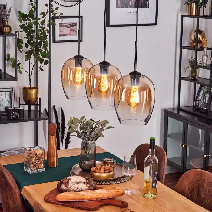 Vevino Hanglamp Amber, Duidelijk, 3-lichts Gereduceerde Prijs