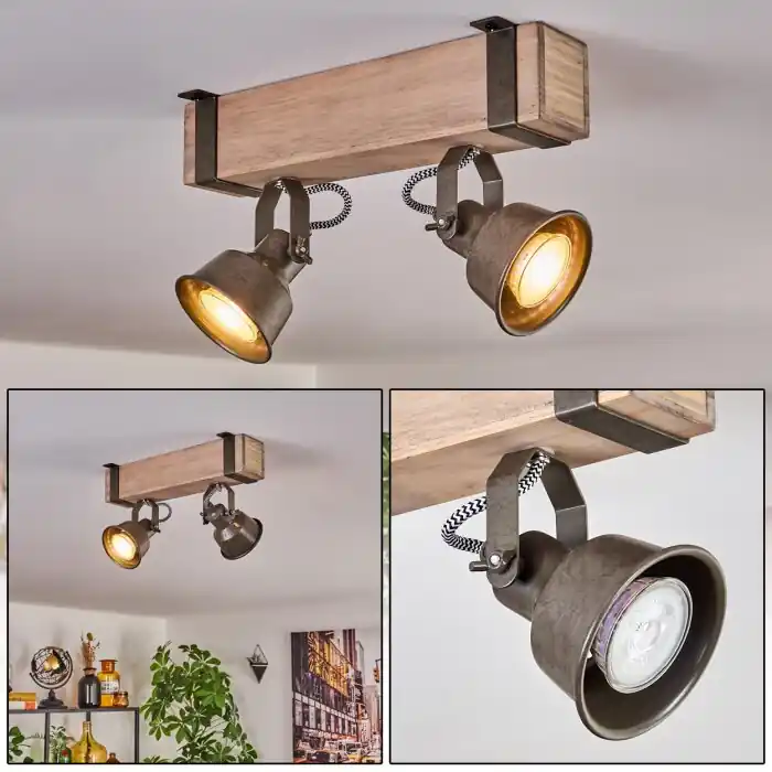 Pehefito Plafondlamp Grijs, Groen, Natuurlijke kleuren, 2-lichts Speciale Aanbieding