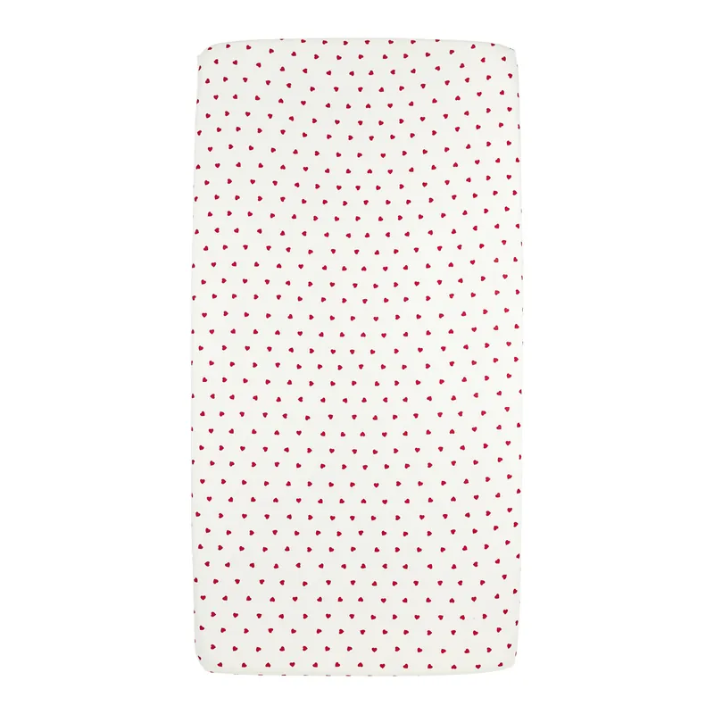 Meyco wieg hoeslaken Sweet Heart white/red Uitverkoop