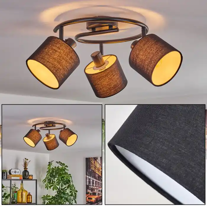 Bassagoda Plafondlamp Zwart, 3-lichts Express Levering
