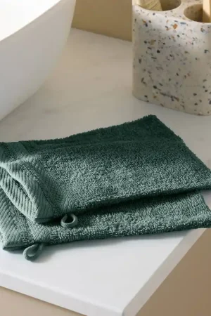 Hete Deal W washand basic donkergroen (set van 2) (15x20 cm)
