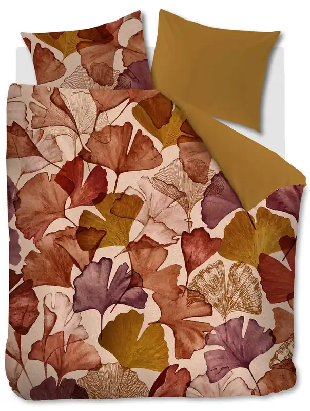 Premium Beddinghouse Sue katoen-satijnen lits-jumeaux dekbedovertrek met blad 240x220 cm - oranje