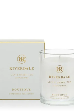 Speciale Aanbieding Riverdale geurkaars in pot Boutique Lily & Green Tea - 10cm grijs