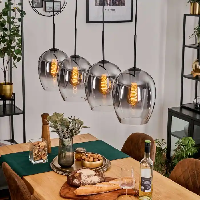 Fabrieksprijs Vevino Hanglamp Duidelijk, Rookkleurig, 4-lichts