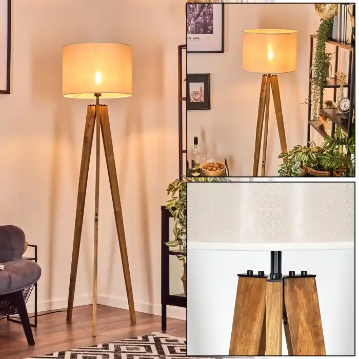 Voordeelprijs Bassagoda Staande lamp, Leeslamp Natuurlijke kleuren, Zwart, 1-licht