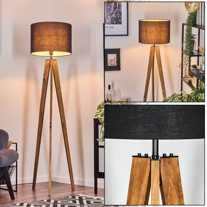 Actieprijs Bassagoda Staande lamp, Leeslamp Natuurlijke kleuren, Zwart, 1-licht