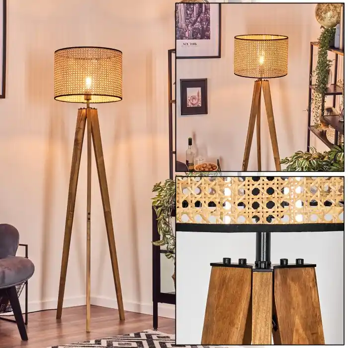 Rechtstreeks Van De Fabrikant Ramila Staande lamp, Leeslamp Natuurlijke kleuren, Zwart, 1-licht