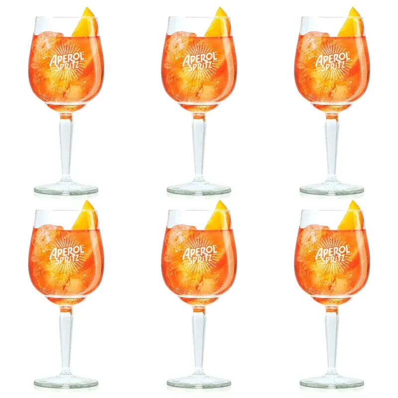 Beperkt Aanbod Aperol Spritz Glazen - 450 ml - Officieel Glas - 6 stuks