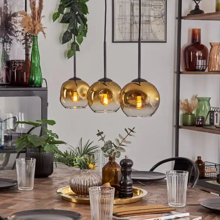 Premium Ripoll Hanglamp Goud, Duidelijk, 3-lichts