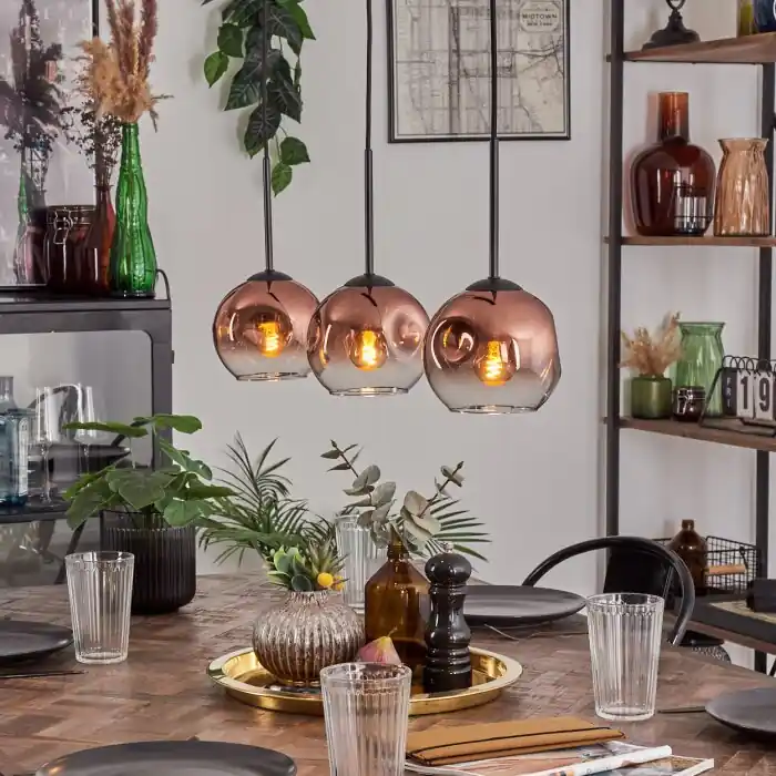 Must-Have Ripoll Hanglamp Duidelijk, Koperkleurig, 3-lichts