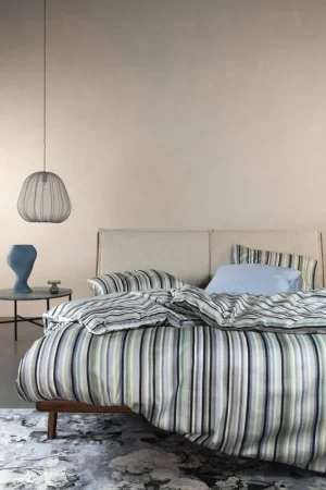 Weekendaanbieding Essenza katoen-satijnen gestreepte lits-jumeaux dekbedovertrek 240x200 cm - grijs