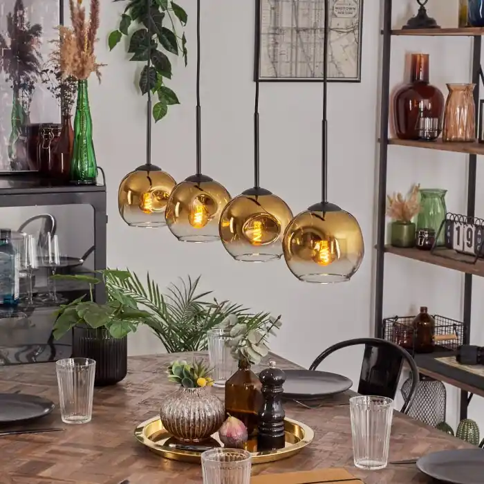 Beperkt Aanbod Ripoll Hanglamp Goud, Duidelijk, 4-lichts