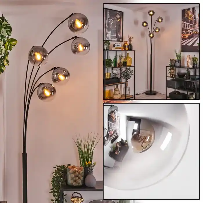 Gastor Staande lamp Chroom, Duidelijk, Rookkleurig, 5-lichts Direct Verzonden
