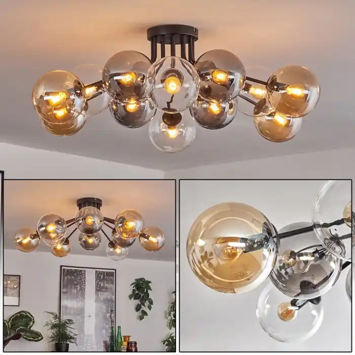 Gastor Plafondlamp 91 cm Amber, Duidelijk, Rookkleurig, 12-lichts Aanbieding