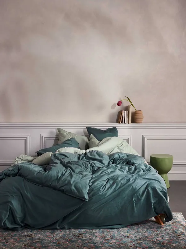 Essenza katoen-satijnen 1-persoons dekbedovertrek 140x200 cm - denimblauw Favoriet
