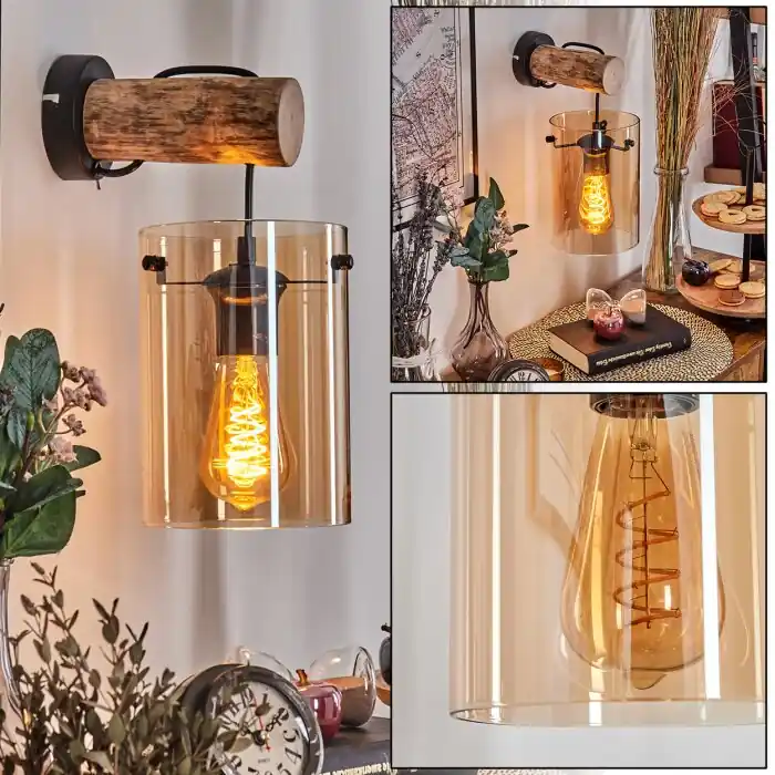 Parane Wandlamp, Muurspot Natuurlijke kleuren, Zwart, 1-licht Beperkt Aanbod