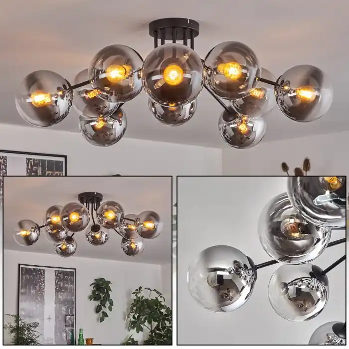 Gastor Plafondlamp 83 cm Chroom, Duidelijk, 10-lichts Gecertificeerd