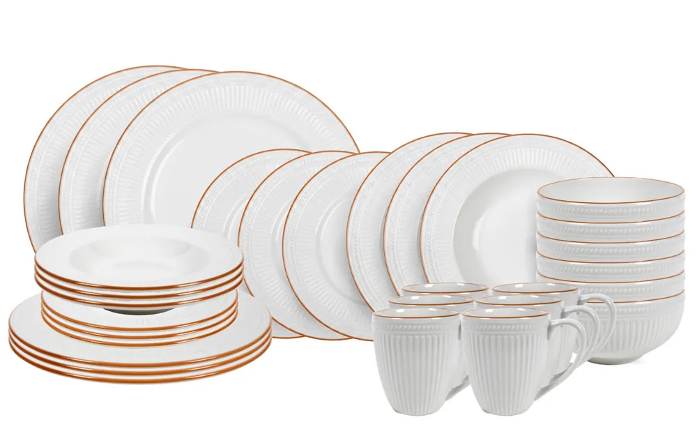 Aanbieding Cookinglife Serviesset Stratton 30-delig / 6 personen - 6 dinerborden, 6 ontbijtborden, 6 diepe borden, 6 kommen en 6 mokken