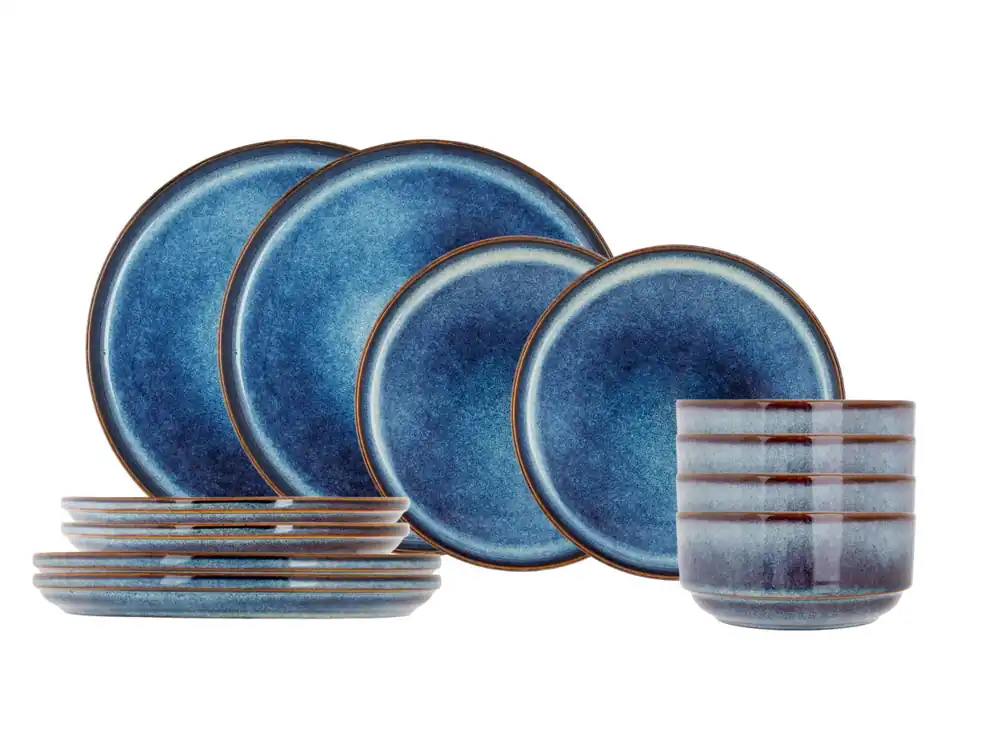 Lage Kosten Cosy & Trendy Cosy & Trendy Serviesset Jade Indigo 12-delig / 4 personen - 4 dinerborden, 4 ontbijtborden en 4 kommen