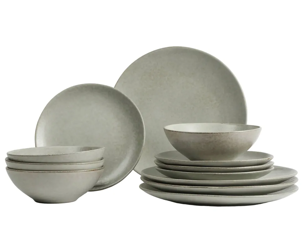 Broste Copenhagen Broste Copenhagen Serviesset Nordic Marsh 12-delig / 4 personen - 4 dinerborden, 4 ontbijtborden en 4 kommen Beste Prijs