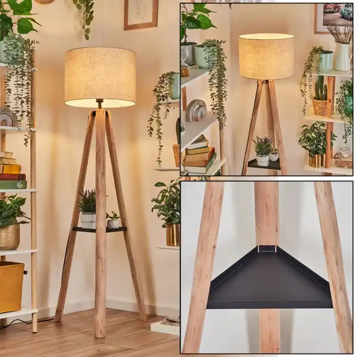 Bassagoda Staande lamp Natuurlijke kleuren, Zwart, 1-licht Gratis Retour