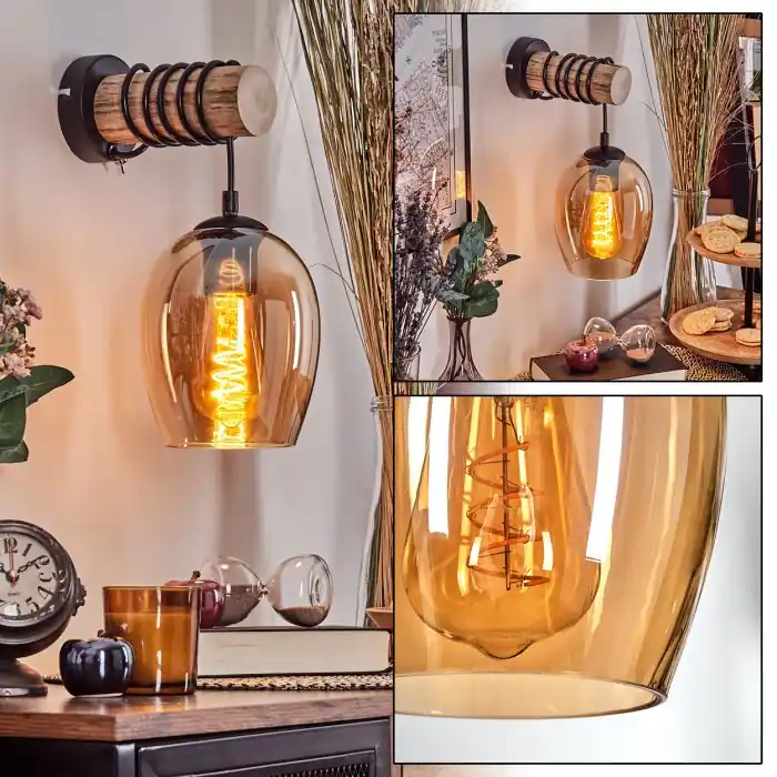 Direct Verzonden Vevino Kogellampje, Wandlamp Natuurlijke kleuren, Zwart, 1-licht