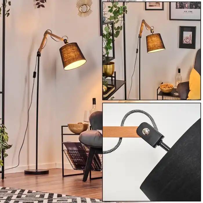 Bestel Nu Fridene Staande lamp Natuurlijke kleuren, Zwart, 1-licht
