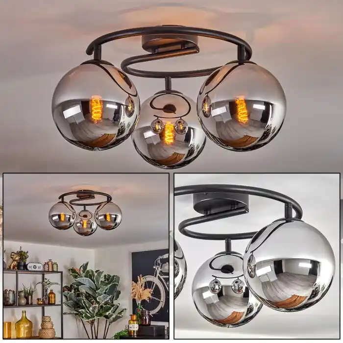 Bestseller Gastor Plafondlamp, Kogellampje Chroom, Rookkleurig, 3-lichts