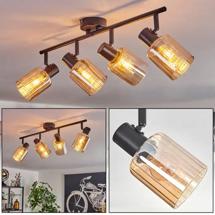 Koopje Aggebo Plafondlamp Zwart, 4-lichts