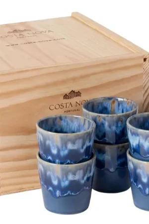 Costa Nova Koffiekopjes Grespresso Denim 190 ml - 8 stuks - Gift box Hete Deal