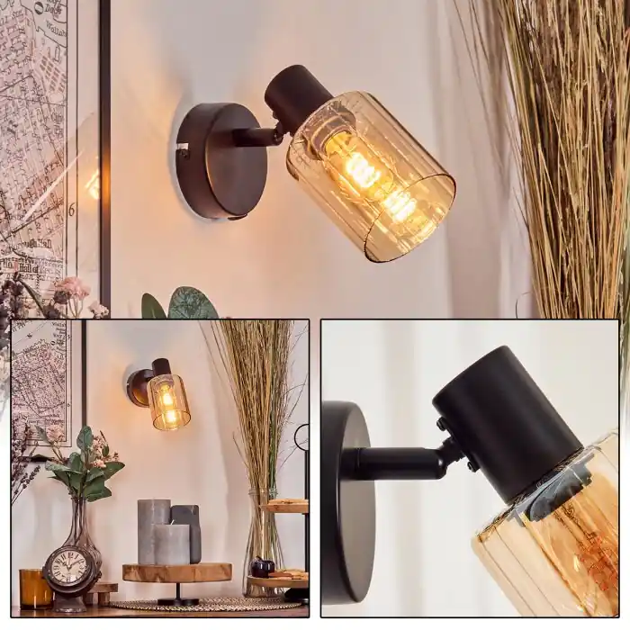 Seizoensaanbieding Aggebo Wandlamp, Wandspot Zwart, 1-licht