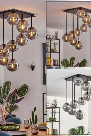 Aanbieding Gastor Plafondlamp, Kogellampje Rookkleurig, 9-lichts