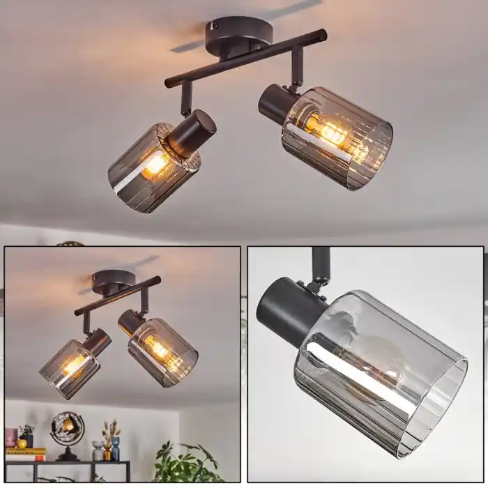 Aggebu Plafondlamp Zwart, 2-lichts Speciale Aanbieding