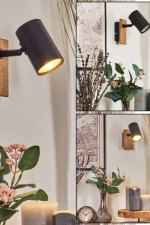 Uitverkoop Guardais Wandlamp, Muurspot Bruin, houtlook, Zwart, 1-licht