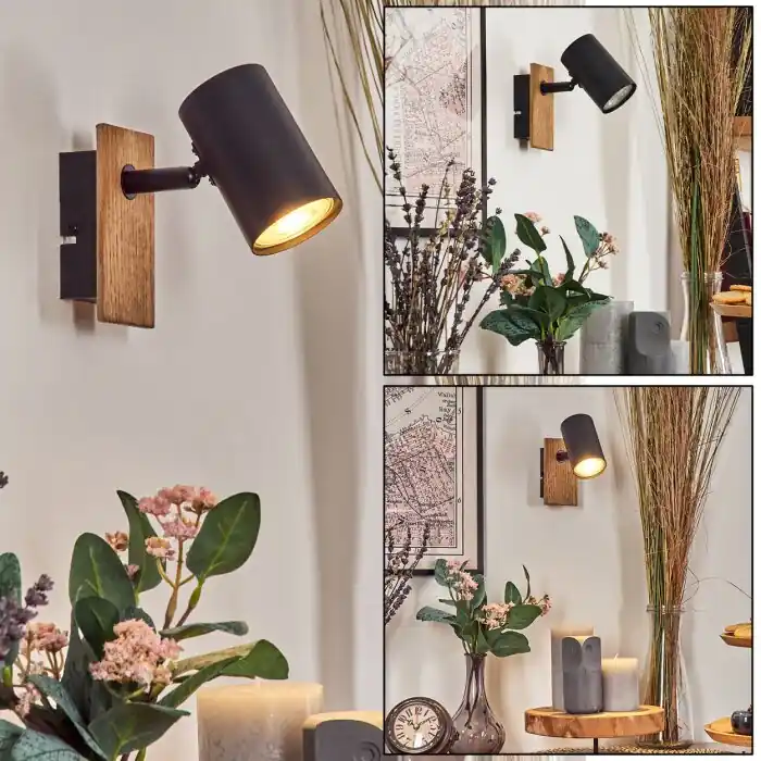 Uitverkoop Guardais Wandlamp, Muurspot Bruin, houtlook, Zwart, 1-licht