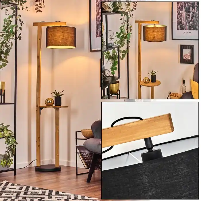 Goedkoop Bassagoda Staande lamp Natuurlijke kleuren, Zwart, 1-licht