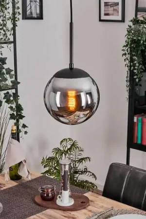 Weekendaanbieding Gastor Hanglamp, Kogellampje 20 cm Chroom, Rookkleurig, 1-licht