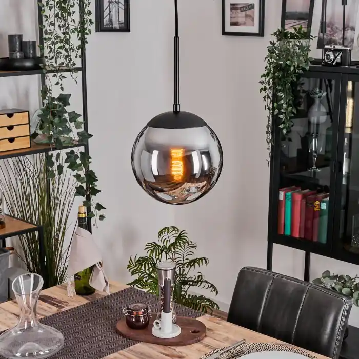 Weekendaanbieding Gastor Hanglamp, Kogellampje 20 cm Chroom, Rookkleurig, 1-licht