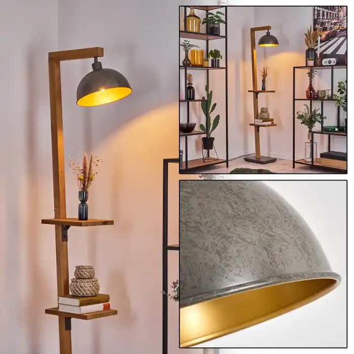 Lage Kosten Baval Staande lamp Natuurlijke kleuren, Antiek nikkel, 1-licht