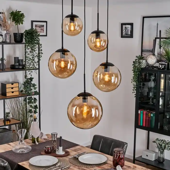 Gastor Hanglamp, Kogellampje 45 cm Zwart, 5-lichts Veilige Betaling