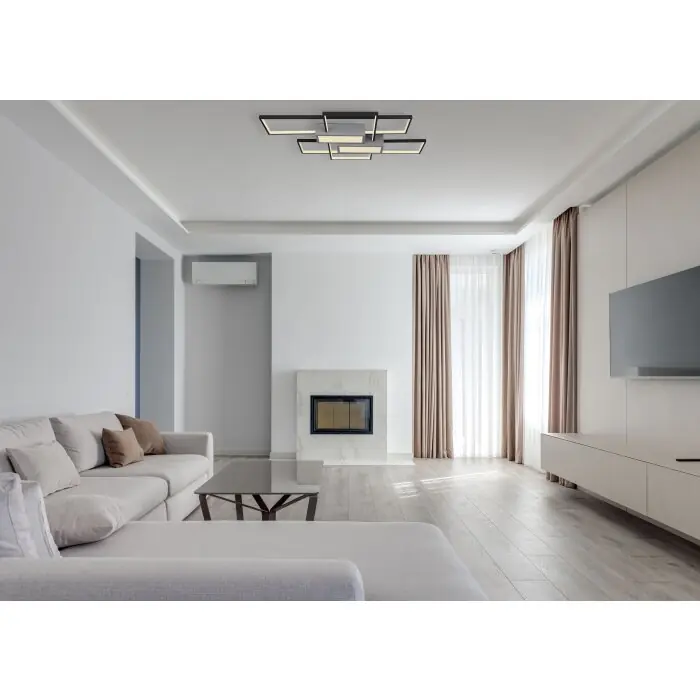 Fabrieksprijs Globo AIGINA Plafondlamp LED Zwart, 1-licht, Afstandsbediening
