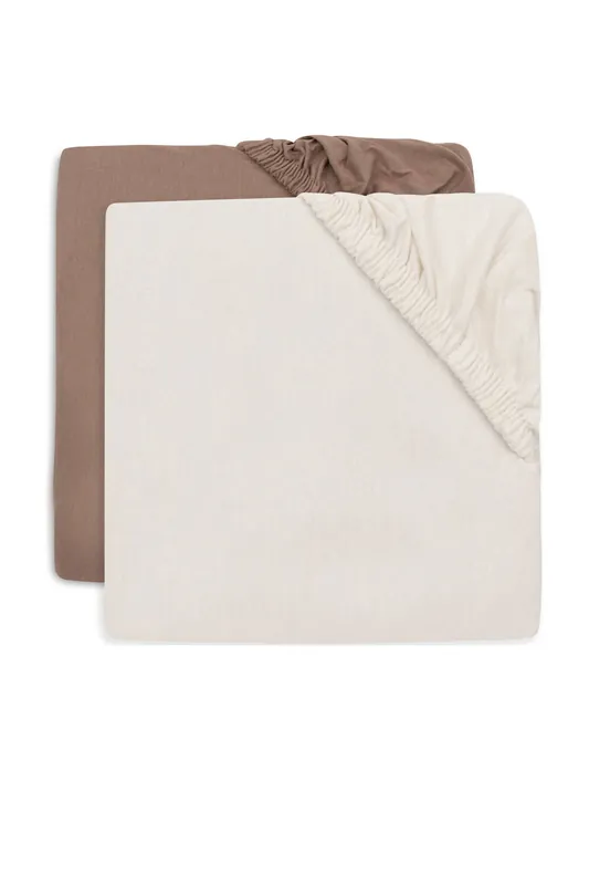 Jollein jersey kinderbed hoeslaken Milky Coffee/Ivory - bruin/offwhite (set van 2) Korting